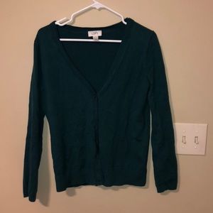 Loft green v-neck button up cardigan